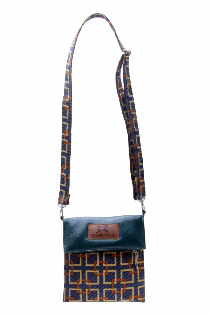 African Things Ankara Green side bag front view