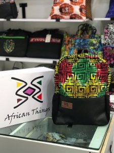 Ankara and leather school bag (backpack) Africanthings.org