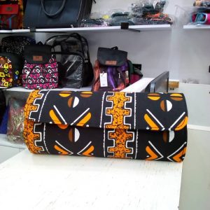Orange African Print clutch bag