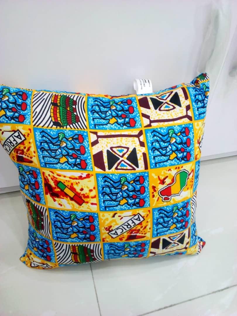 Blue and Yellow ankara throw pillow