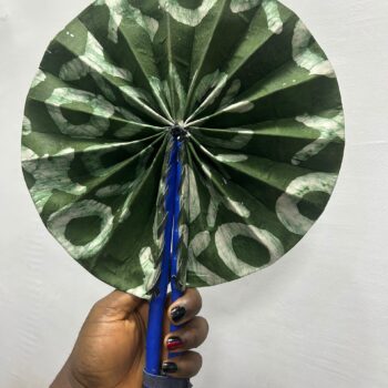 African print foldable Ankara and leather handfan for souvenir gift items weddings burial:funerals