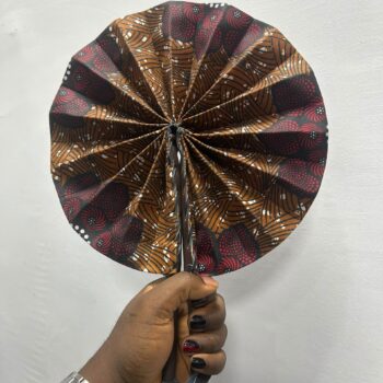 African print foldable Ankara and leather handfan for souvenir gift items weddings burial:funerals