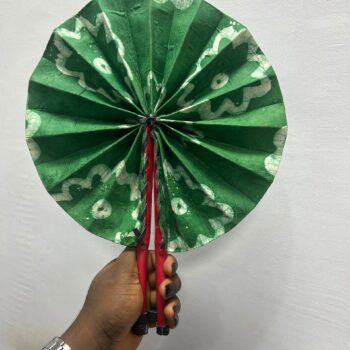 African print foldable Ankara and leather handfan for souvenir gift items weddings burial:funerals