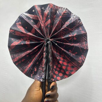 African print foldable Ankara and leather handfan for souvenir gift items weddings burial:funerals