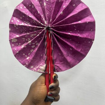 African print foldable Ankara and leather handfan for souvenir gift items weddings burial:funerals