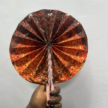 African print foldable Ankara and leather handfan for souvenir gift items weddings burial:funerals