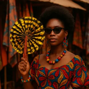 African Print Hand Fan
