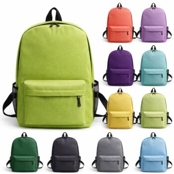 Colorful school bags/backpack collection on display