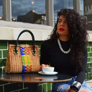 Basket with Kente African Print Handbag