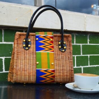 Basket with Kente African Print Handbag