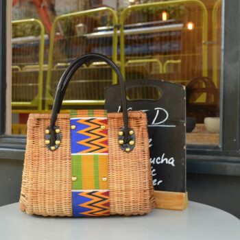 Basket with Kente African Print Handbag