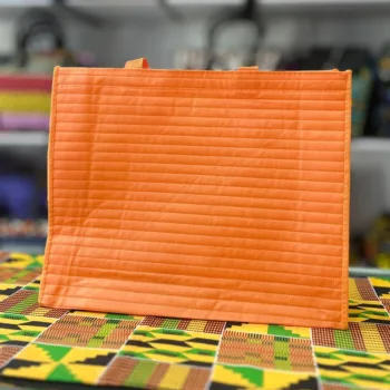 Solid Orange Horizontal-Stitched Tote Bag in Lagos, Nigeria, from African Things