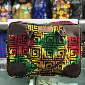 Brown and yellow Leather and African Print Adire Laptop bags