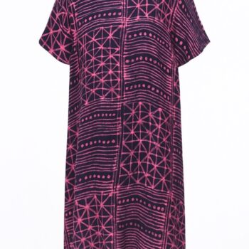Adire Print Dress with Fringe (Medium)
