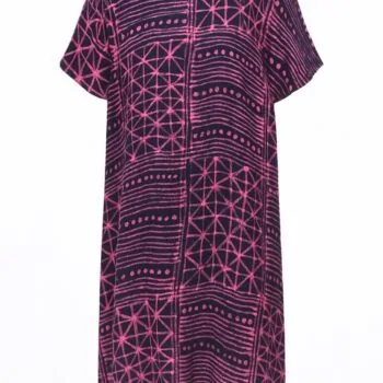 Adire Print Dress with Fringe (Medium)
