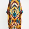 Adire print dress with fringe