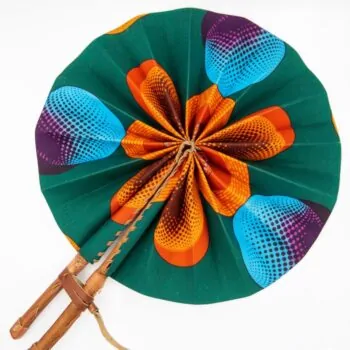 african print ankara foldable hand fan leather wood 110