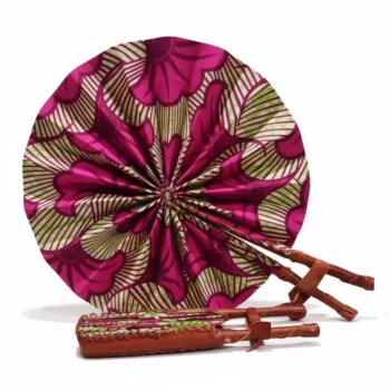 An Ankara fan displayed elegantly with its matching holder