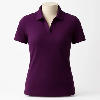 Customizable men’s polo shirt in vibrant crimson red with pointed collar and three-button placket.