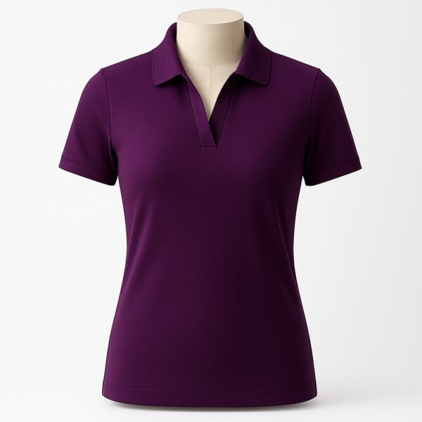 Customizable men’s polo shirt in vibrant crimson red with pointed collar and three-button placket.
