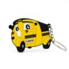 Cartoon-style Naija Keke PVC keyholder in yellow and black with expressive anime eyes, labeled “LAGOS” and “KEKE”, attached to a metal keyring.