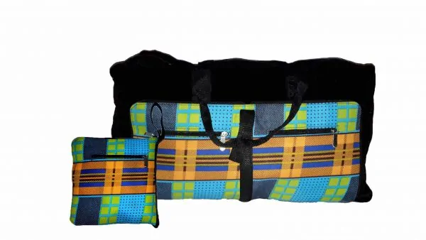 African print convertible duffel bag/folding travel bag.