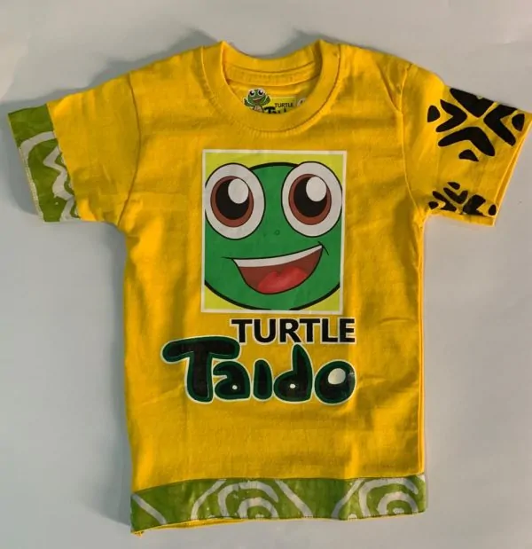 A yellow colored branded shirt with a logo and text. Great for souvenir Ideas for corporate events & business.