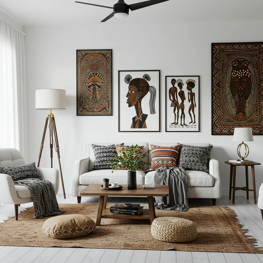 A modern living space that fuses African and contemporary design.