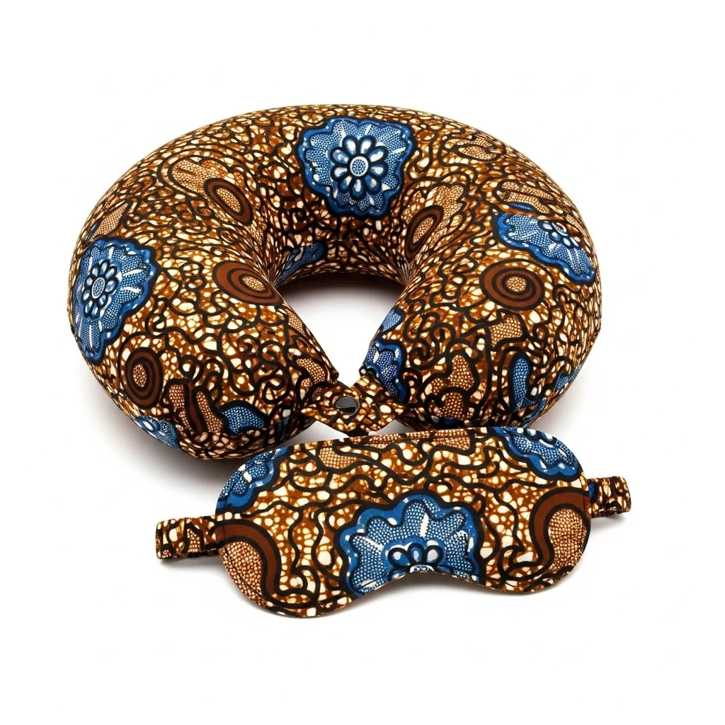 African print neck pillows and sleep mask sets