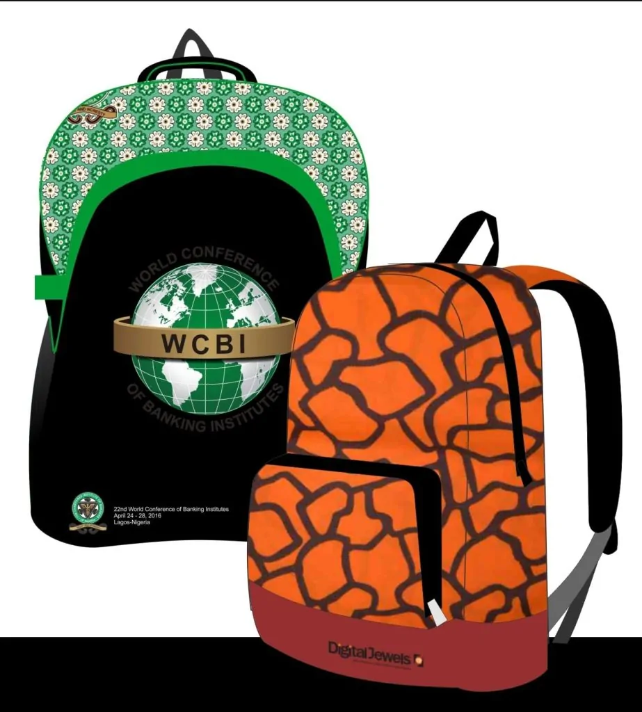 2D digital design s of African styled/print school bags.