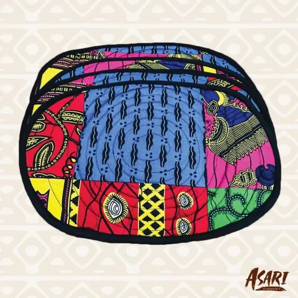 African print tableware featuring colorful designs and African motifs