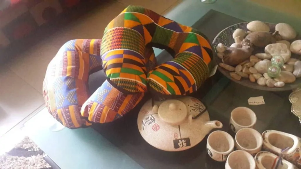 African Things Orange Kente Neck Pillows