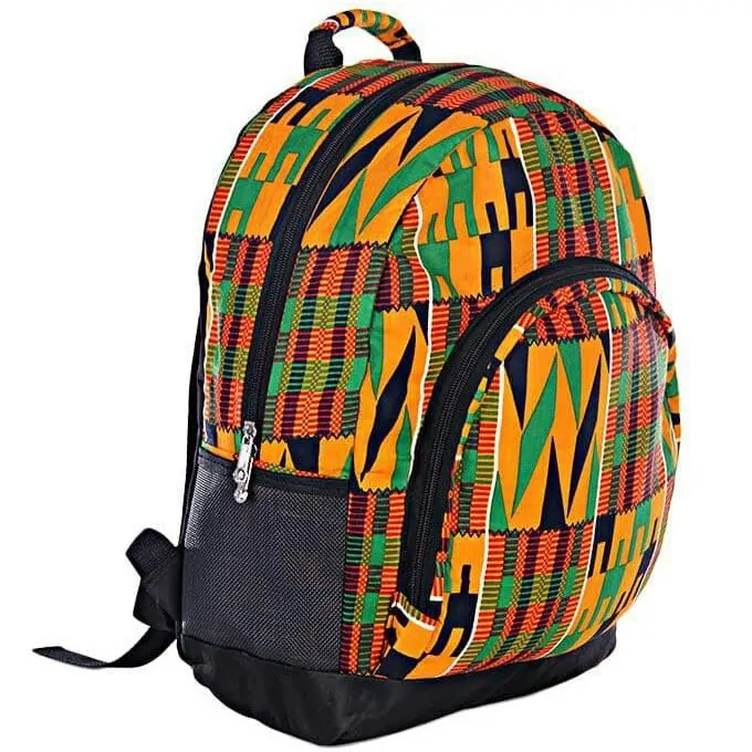 Handmade Souvenir Bags in Nigeria | Unique + Personalized 9 Vibrant Kente classic backpack.