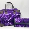 Purple Leather and African Print Adire Laptop bags and purse
