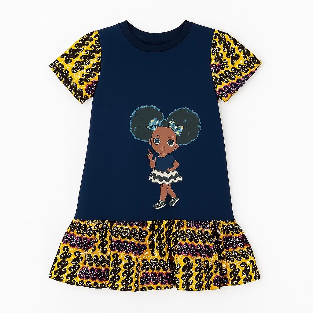 African Print Ankara Grown Girls Gown 1