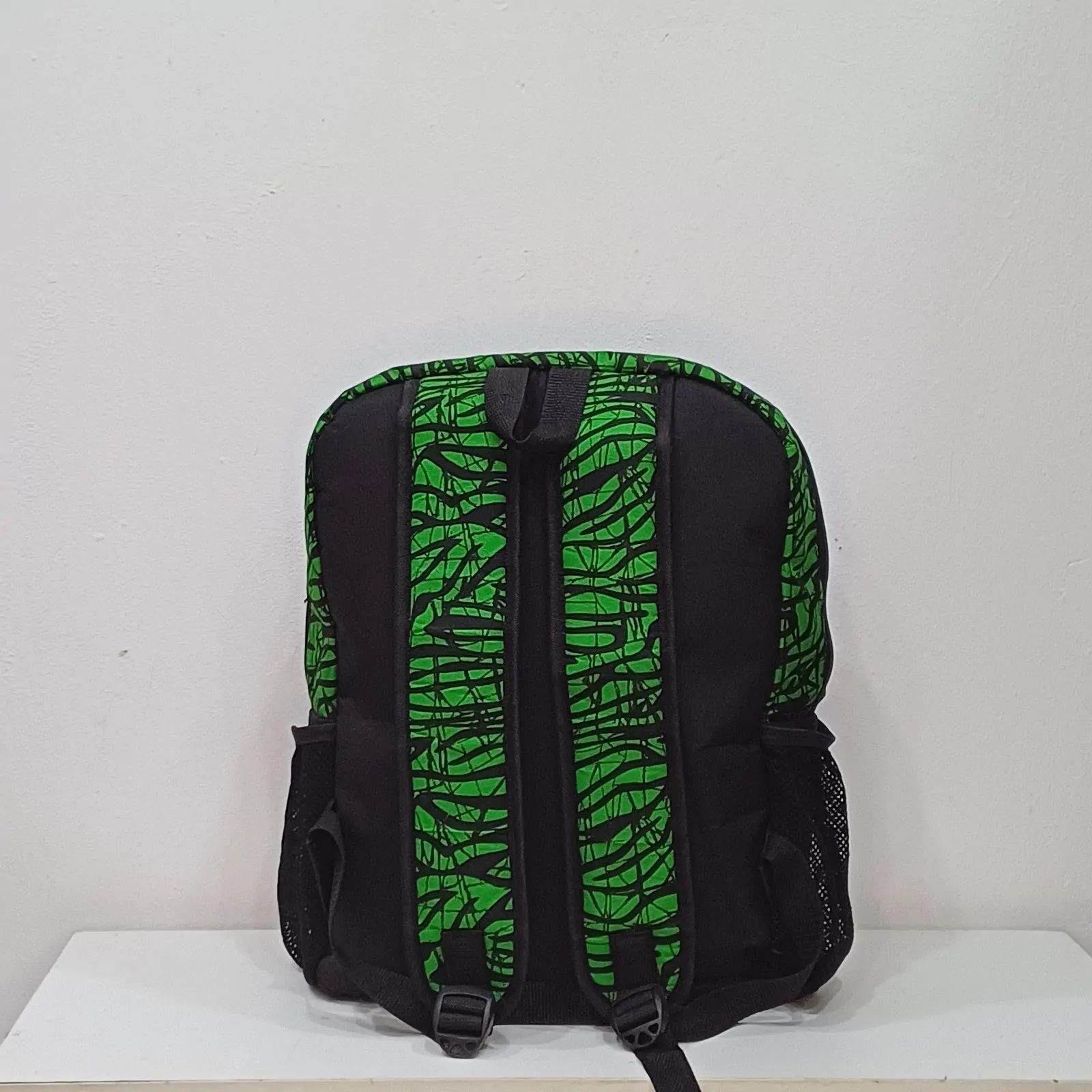 Green Half n half African Print Backpack 1