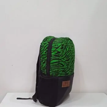 Green Half n half African Print Backpack 3
