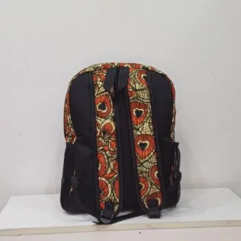 Half n Half Leather and African Print Backpack 1