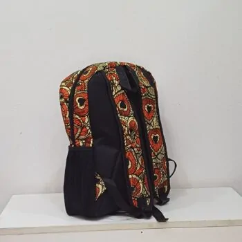 Half n Half Leather and African Print Backpack 3