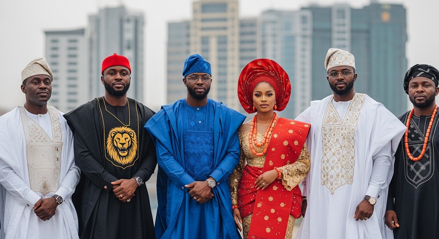 Group of people wearing traditional Nigerian dresses/attires