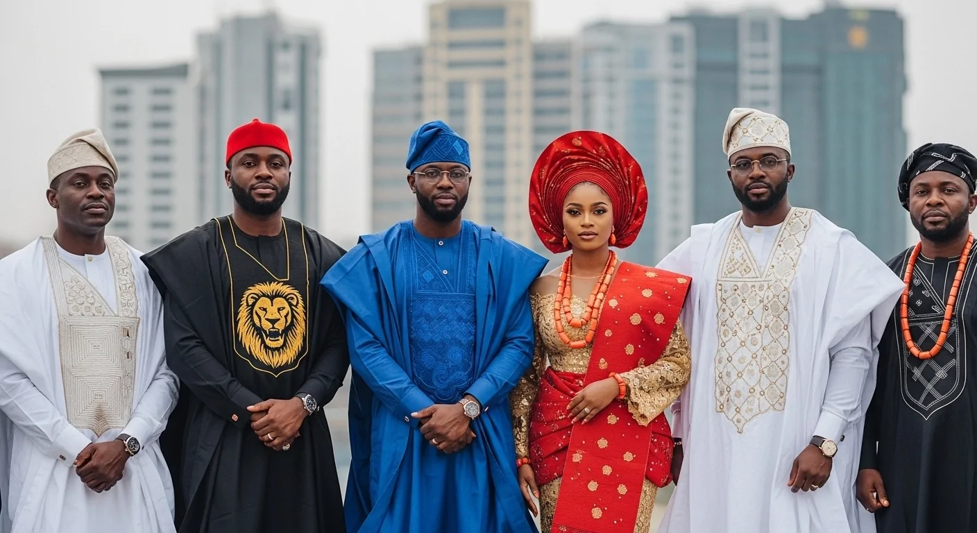 Group of people wearing traditional Nigerian dresses/attires