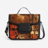 Ankara side bag with brown, orange, and black batik-inspired African print.