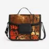 Ankara side bag with brown, orange, and black batik-inspired African print.