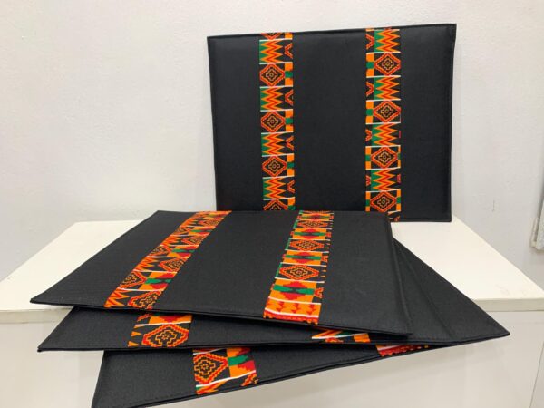 "Bright, bold, and culturally inspired – this 4-piece African print table mat set brings warmth, style, and functionality to your home decor."
