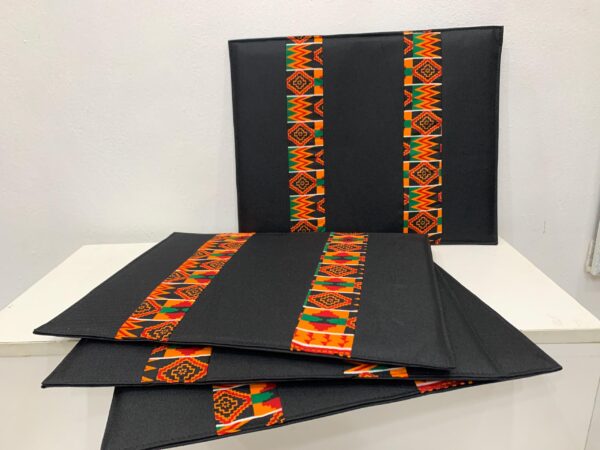 "Bright, bold, and culturally inspired – this 4-piece African print table mat set brings warmth, style, and functionality to your home decor."
