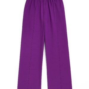 Purple wide-leg unisex pants matching African print hoodie.