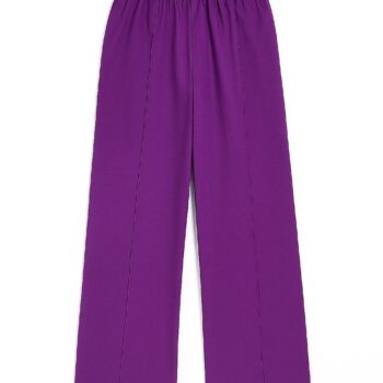 Purple wide-leg unisex pants matching African print hoodie.