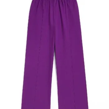 Purple wide-leg unisex pants matching African print hoodie.