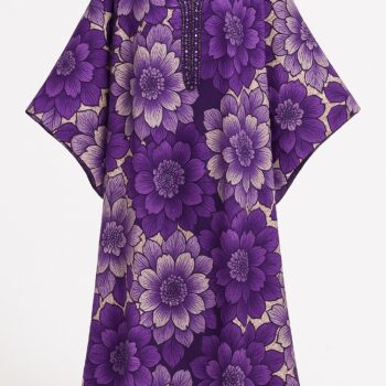 Purple African bubu kaftan gown with large floral print