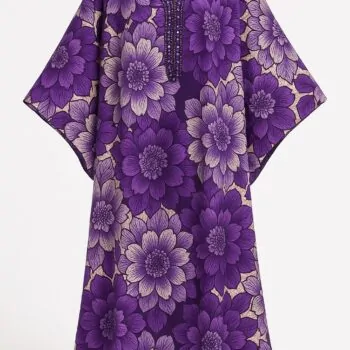 Purple African bubu kaftan gown with large floral print